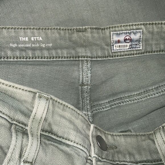 AG The Etta High Waisted‎ Wide Leg Crop Jeans Women’s 31 (32/25) Sage Green - Picture 11 of 12